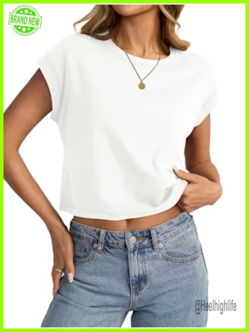 Womens Cotton Crop Top Crewneck Short Sleeve Basic Tee